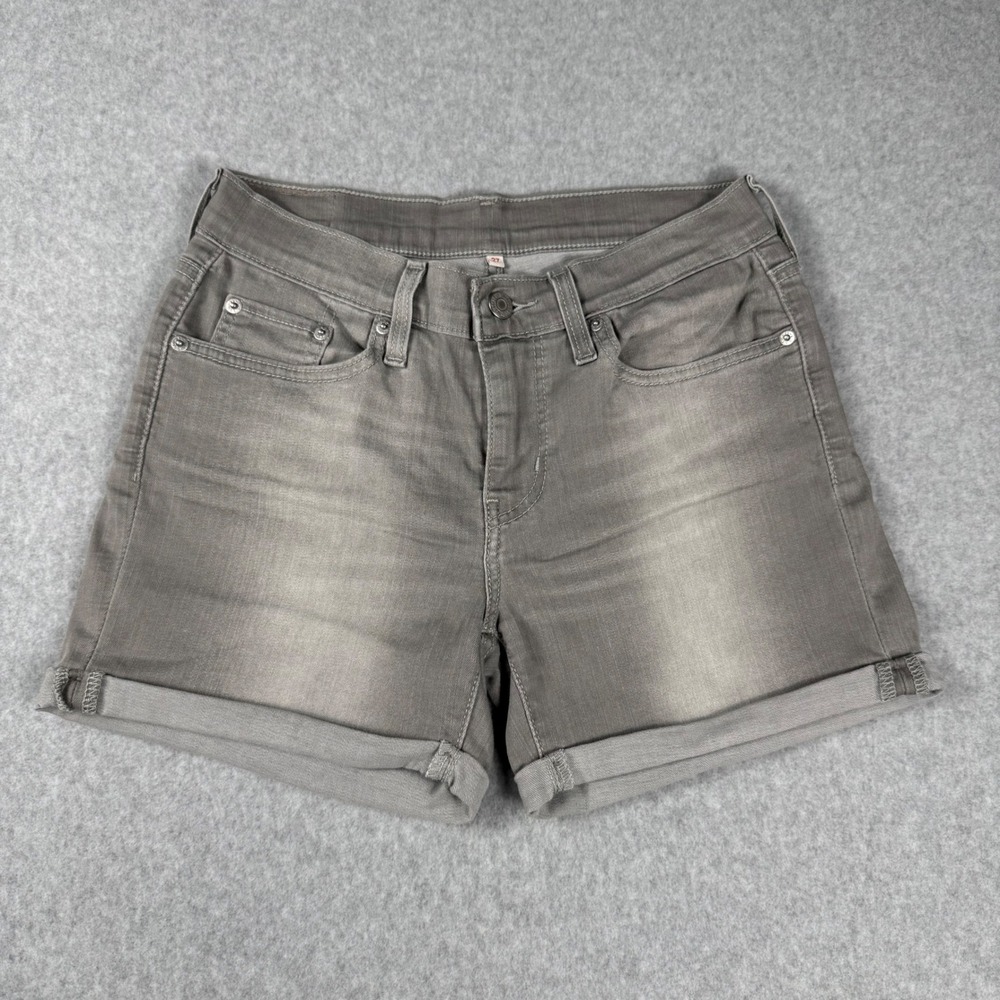 Levi's Denim Shorts 27 Grey Cuffed Mid Rise Casual Minimalist Y2K Indie Grunge‎